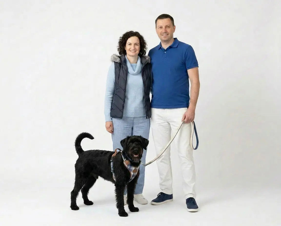 Strefa szkoleń-dwoje ludzi stojących z psem na szkoleniu